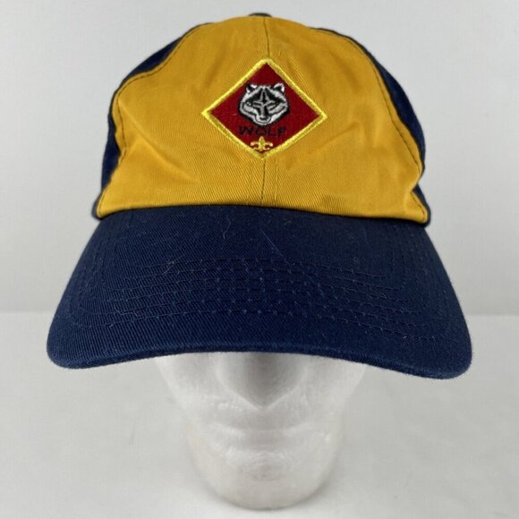 Boy Scouts Cub Scout Wolf Hat Cap Adjustable Strap Youth S/M Yellow & Blue - Picture 3 of 8